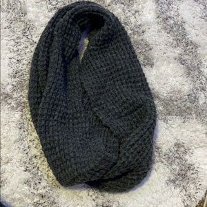 Dark gray knitted infinity scarf